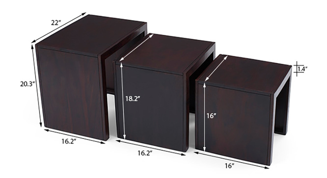 Xeliot Nested Stools Mahogany